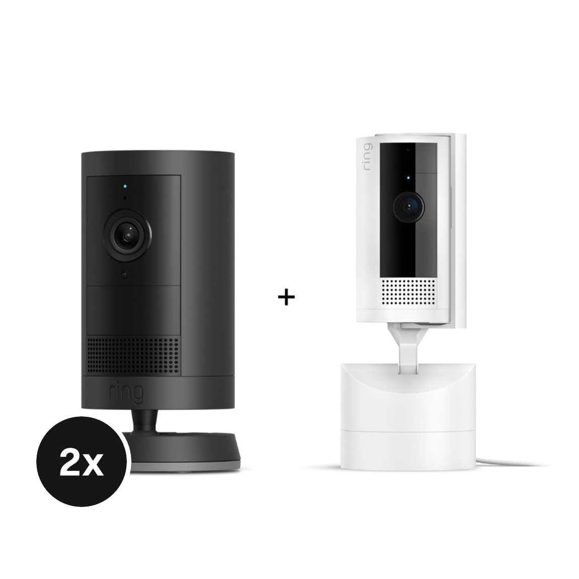 Ring Outdoor Cam Plus - Battery - 2er-Set + Pan-Tilt Indoor Camera - Schwenk-Neige-Kamera