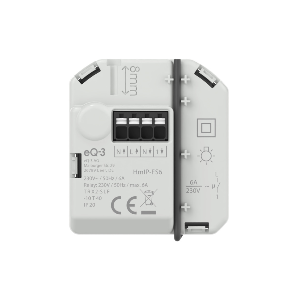 Homematic IP Schaltaktor (6 A) - zur Lichtsteuerung, Unterputz, 1-Kanal - Weiß