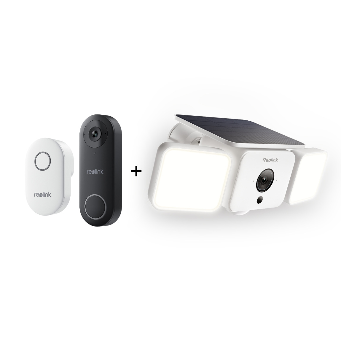 Reolink Set - mit D340W Video Doorbell - Videotürklingel mit Gong + Floodlight Series F310B - Flutlichtaußenkamera
