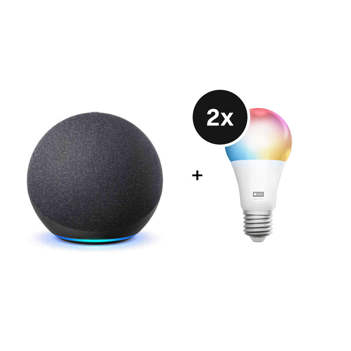 Amazon Starter Set - mit Echo Dot (5th Gen) + 2 tink Basics Matter White & Color E27 Bulb