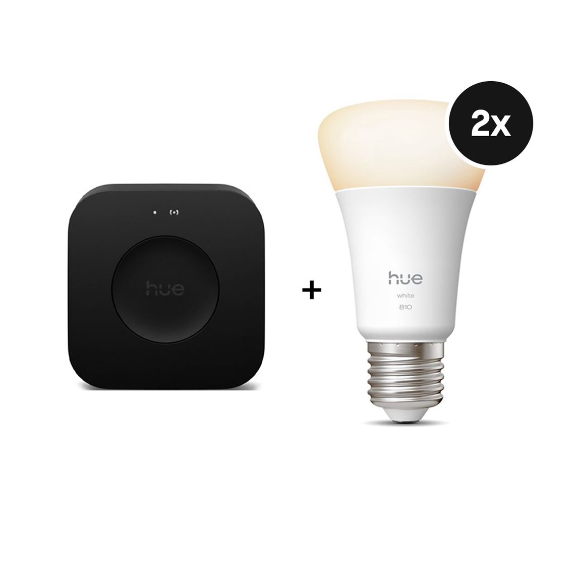 Philips Hue Starter Set - mit Bridge Pro und White Ambiance E27 Lampen 810lm - 2er-Set