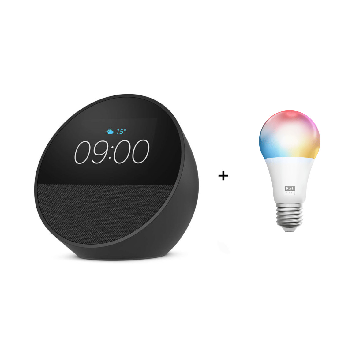 Amazon Starter Set - mit Echo Spot (Neueste Gen.) + tink Basics Matter Smart Bulb E27