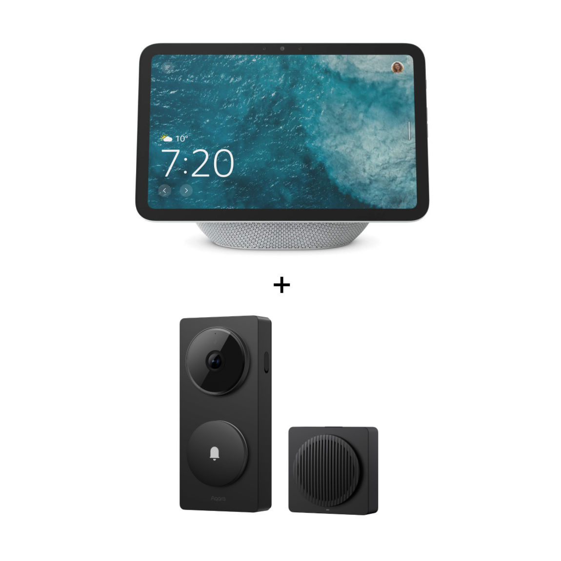 Amazon Echo Show 8 - Neueste Generation + Aqara Doorbell Camera Hub G410