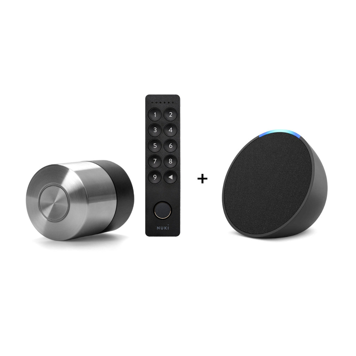 Nuki Smart Lock Pro (5. Gen) + Keypad 2 + Amazon Echo Pop - Neueste Generation
