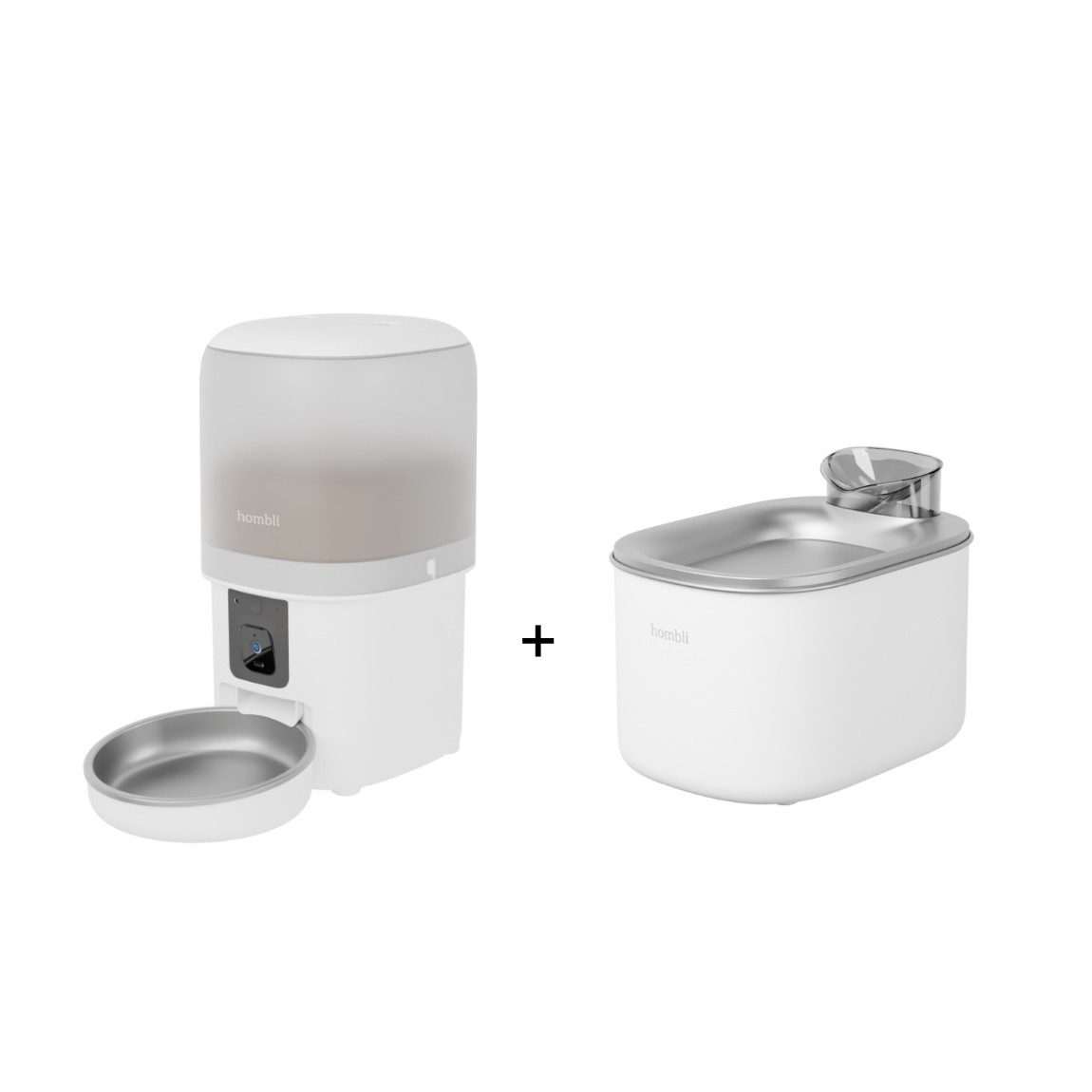 Hombli Set - mit Futterspender + Wasserbrunnen für Haustiere