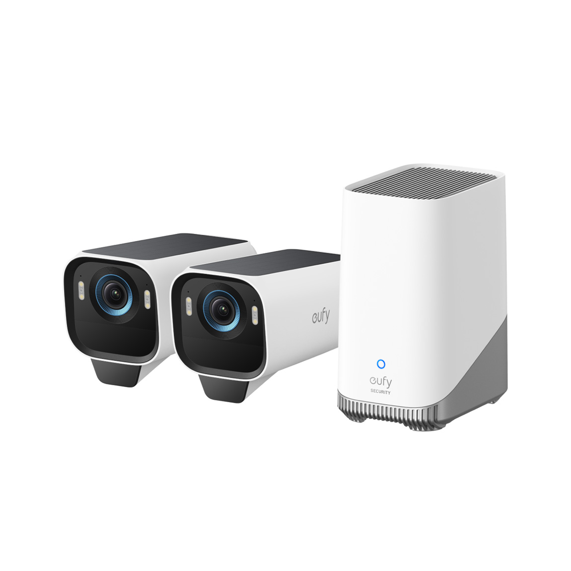 eufyCam S3 Pro Starter-Set 3+1- 3er-Kameraset mit HomeBase 3 + Zimmer Stehlampe E10