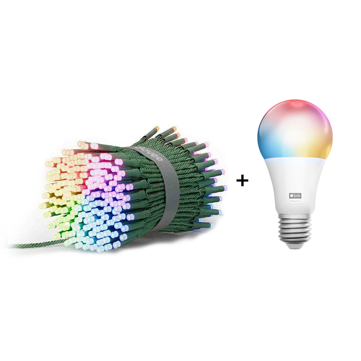 Govee Lichterkette f&uuml;r Weihnachten mit Glitzereffekt - 20m + tink Basics Matter White & Color E27 Bulb