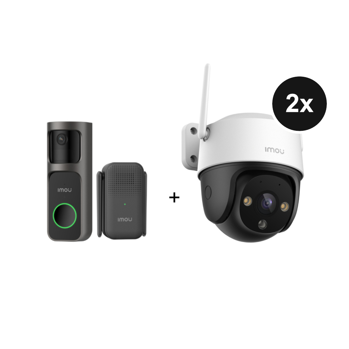 Imou Doorbell 2S Kit - 2K WLAN-Akku-Videotürklingel mit Gong - Schwarz