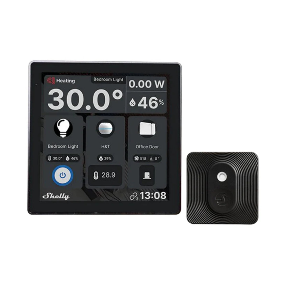 Shelly Wall Display + Blu H&T Feuchtigkeits & Temperatursensor - Schwarz (+12 Monate GRATIS Shelly Premium)