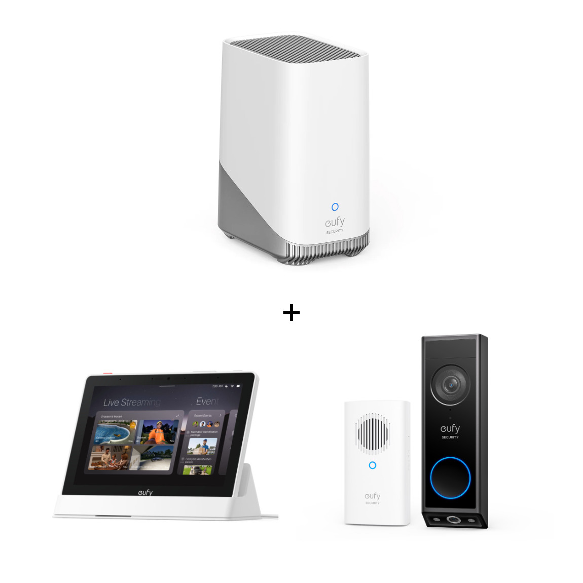 eufy Starter Set - mit HomeBase 3 + Smart Display E10 + Video Doorbell E340 mit Chime
