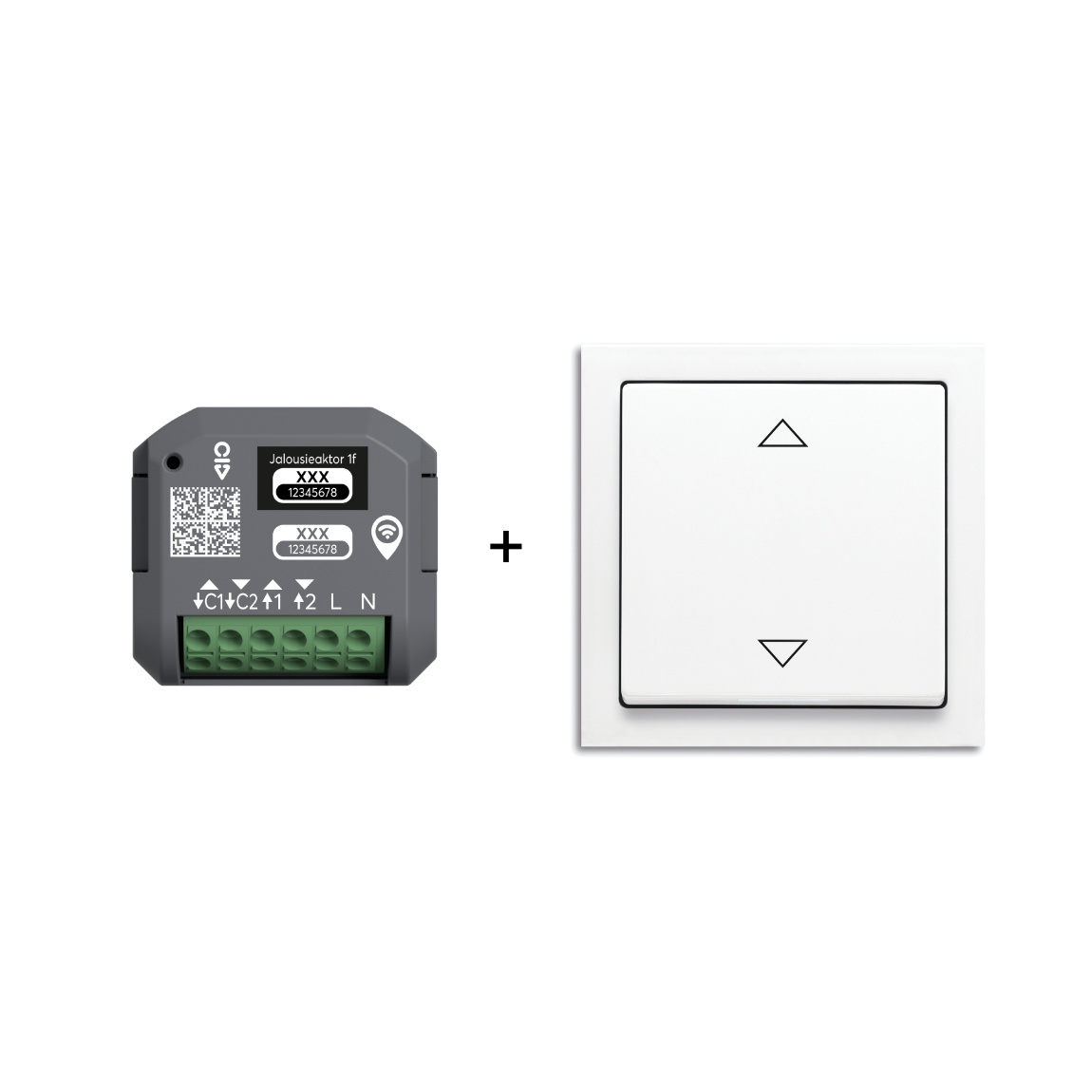 Busch-Jaeger Rolladen Set - mit Jalousieaktor, Unterputz, 1-Kanal + Smart Switch Wandschalter - Grau