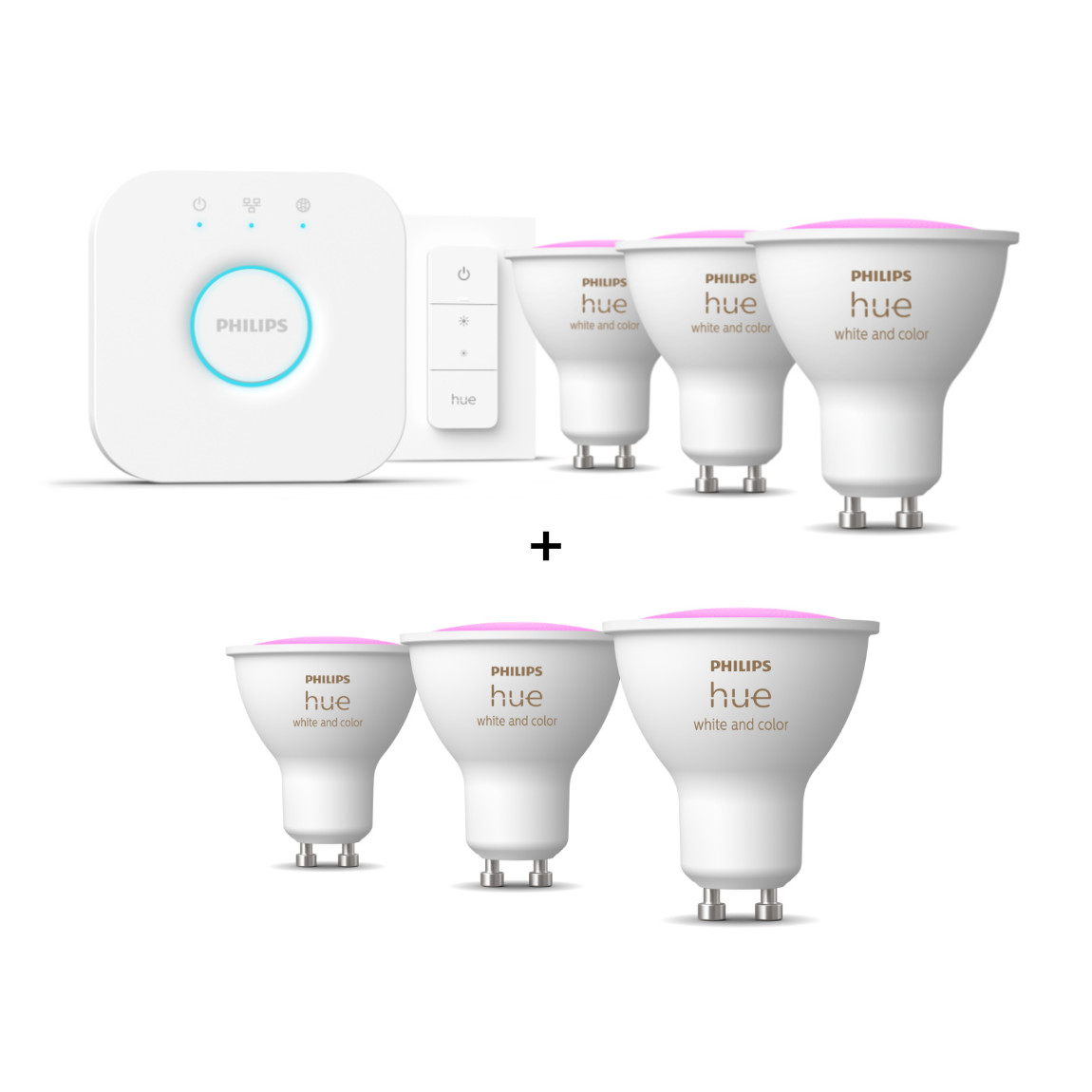 Philips Hue White & Color Ambiance GU10 400lm 6er Starter-Set + Dimmschalter