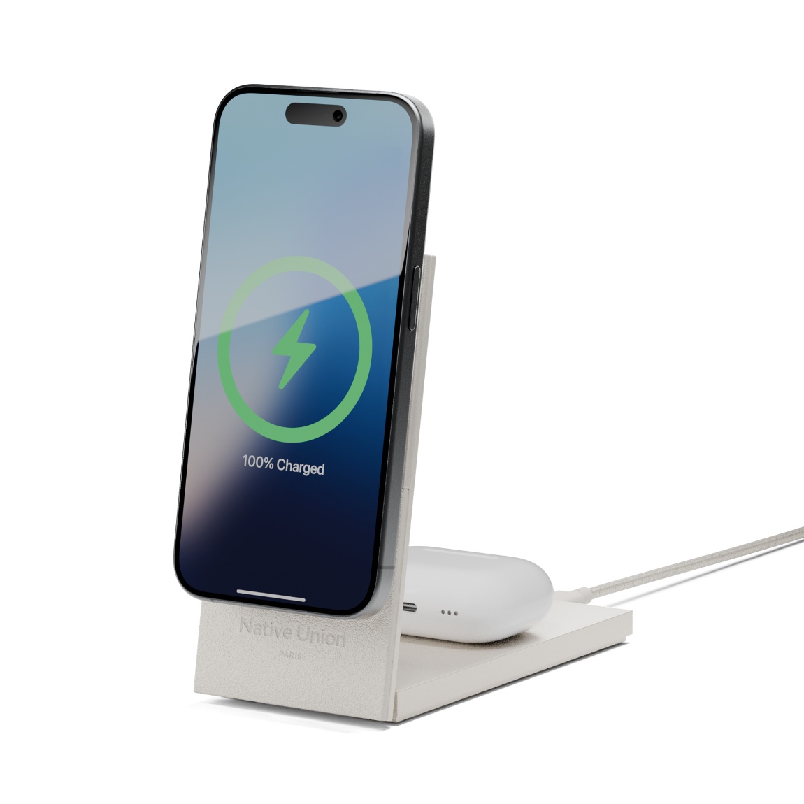 Native Union Rise 2-in-1 Qi2 Magnetic Wireless Charger - Sand