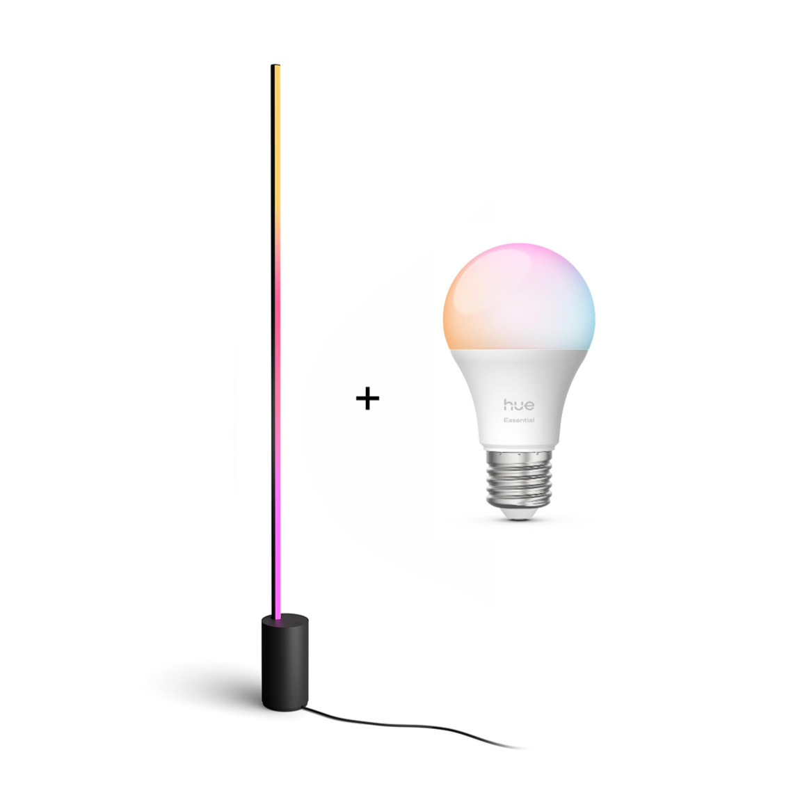 Philips Hue Gradient Signe Stehleuchte - Schwarz + Essential White and Color Ambiance E27 8W LED Lampe