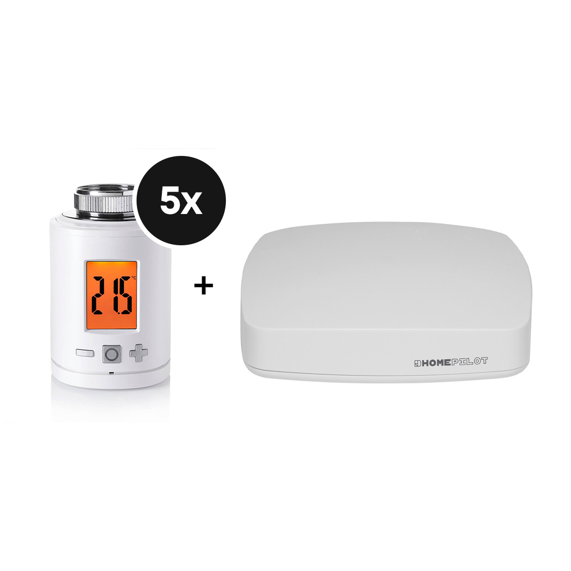 HOMEPILOT Starter Set - mit Gateway premium + Heizk&ouml;rper-Thermostat smart - 5er-Set