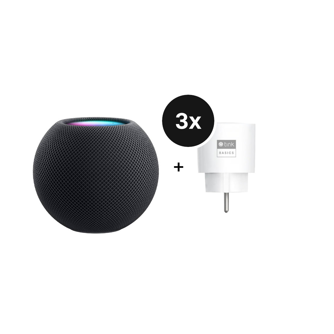 Apple HomePod mini + tink Basics Smart Plug mit Matter - 3er-Set