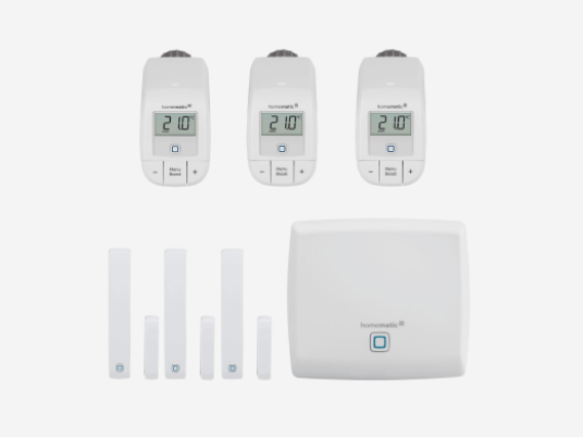 Homematic IP Set Heizen - easy connect mit Heizkörperthermostat und Tür-/Fensterkontakt 3er-Set + Zentrale