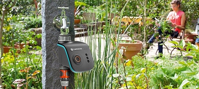 Smarte Gartenpumpe von Gardena an Wasserhahn